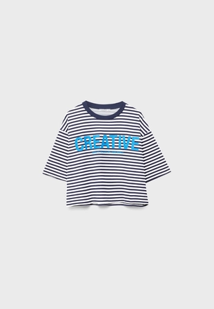 Футболка с короткими рукавами, в полоску, с принтом- Заказать в России