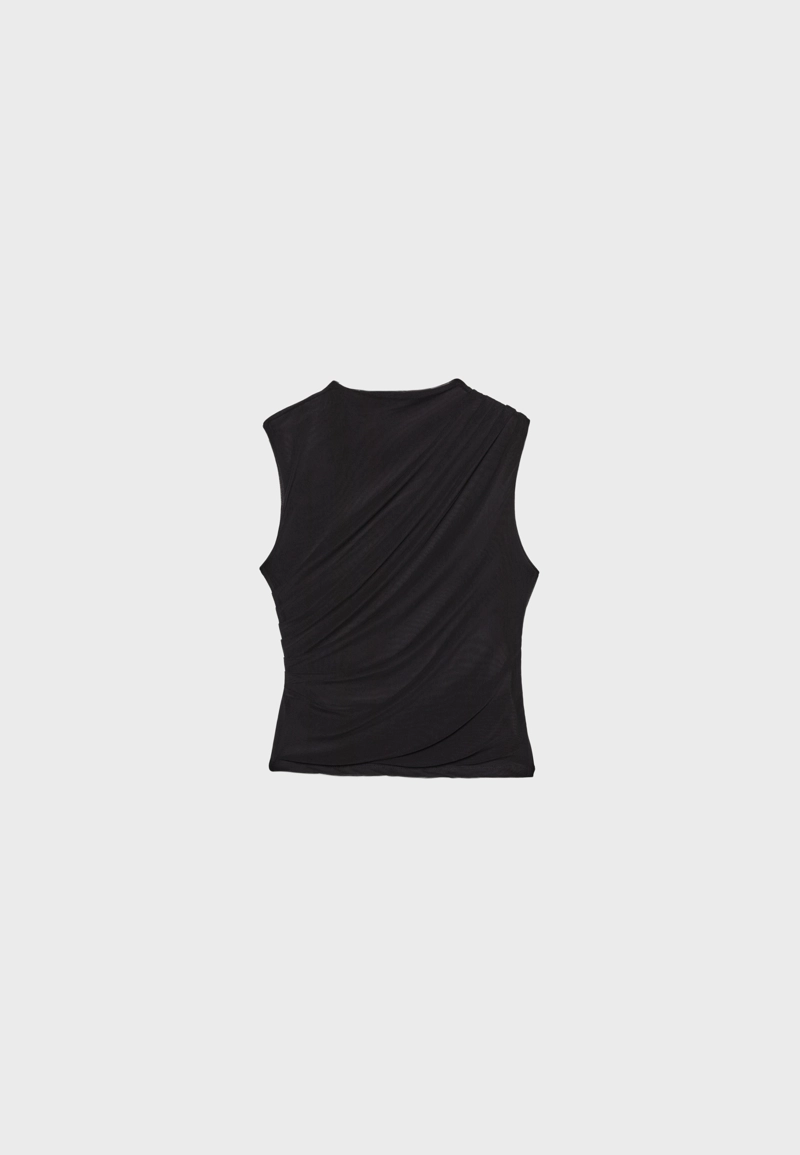 Футболка из присборенной полупрозрачной ткани