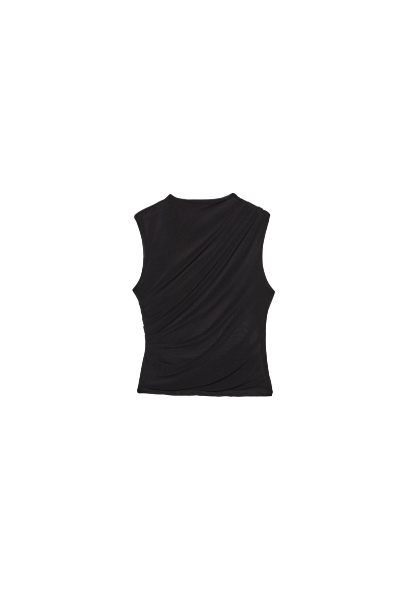 Футболка из присборенной полупрозрачной ткани