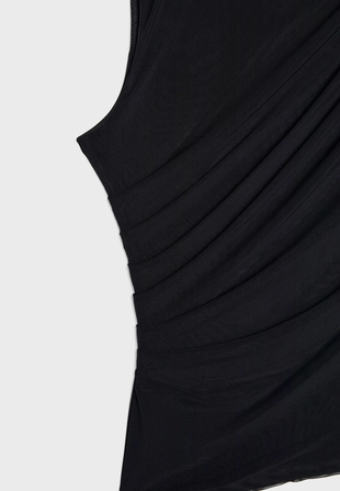 Футболка из присборенной полупрозрачной ткани- Заказать в России