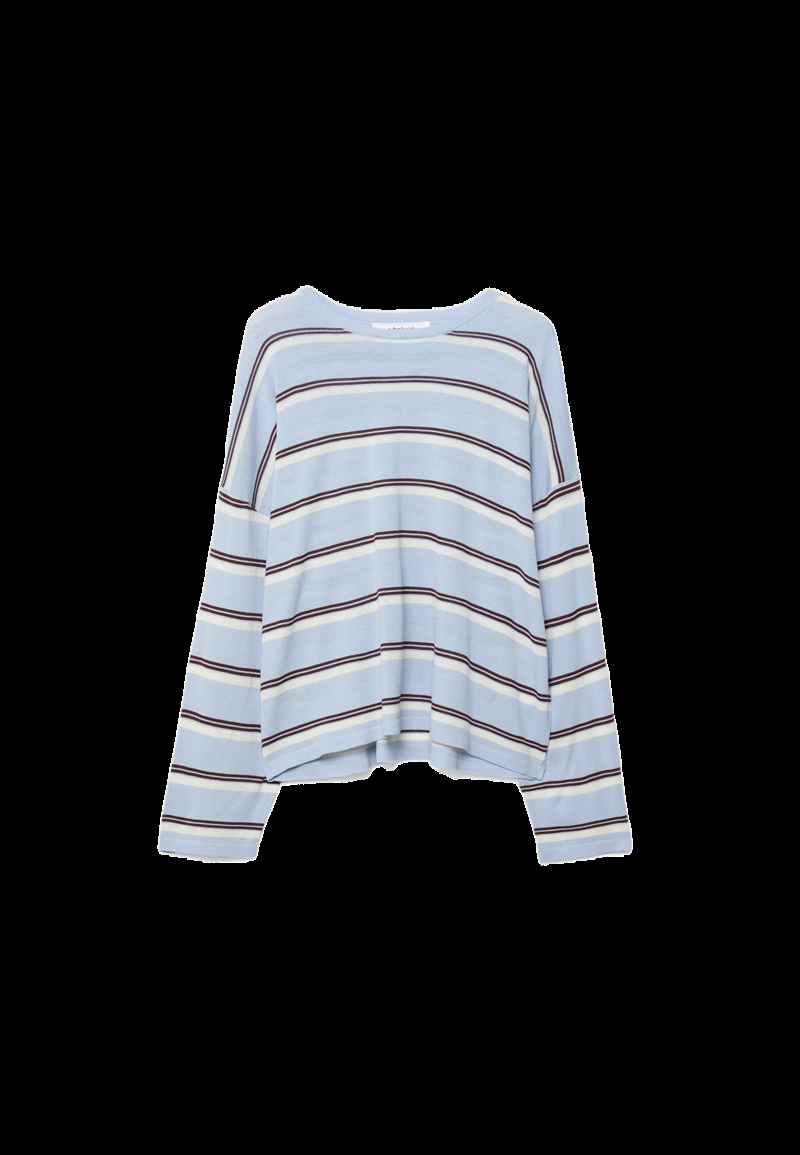 Тонкий трикотажный свитер в полоску