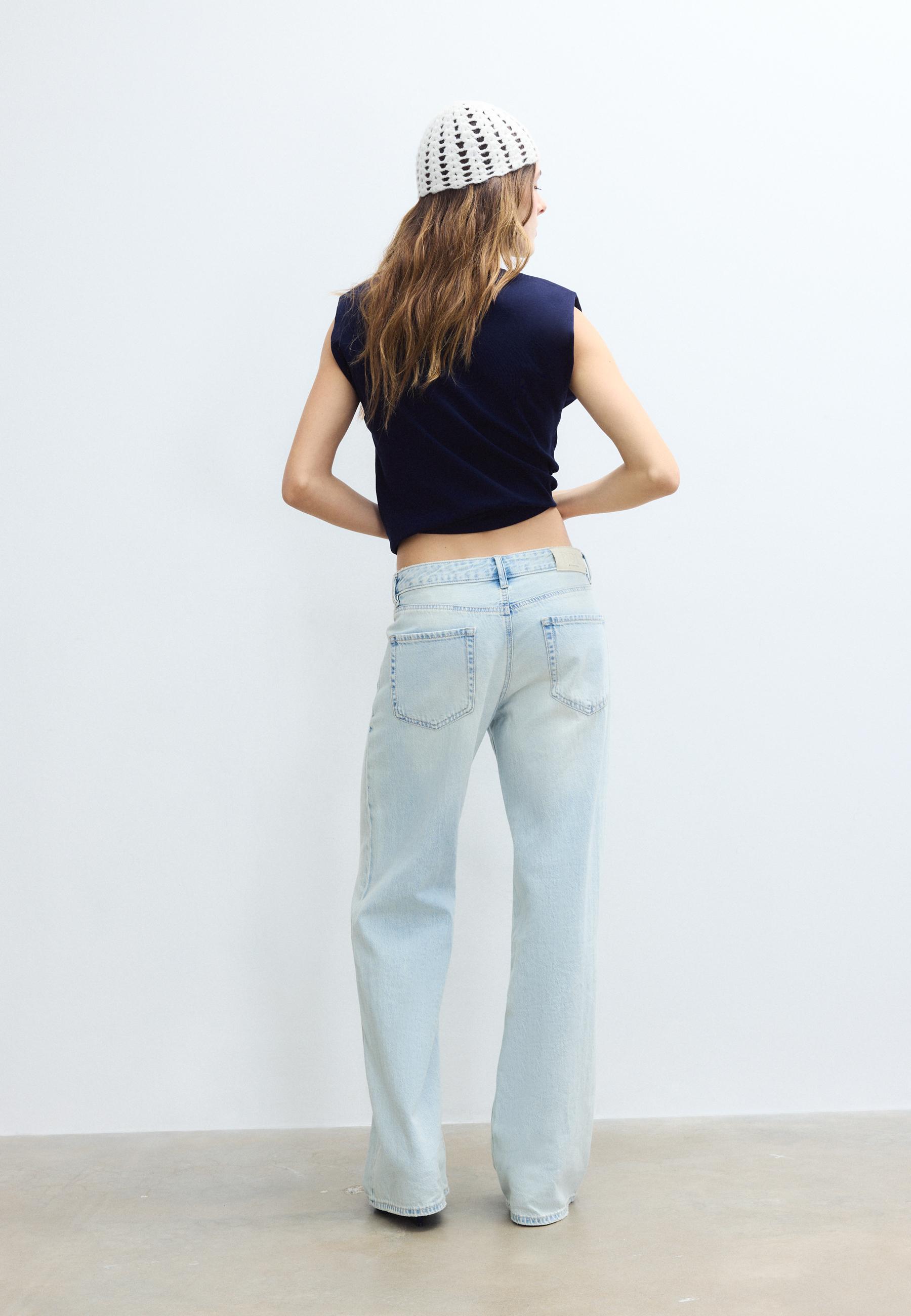 Джинсы D91 с низкой посадкой и широкими штанинами