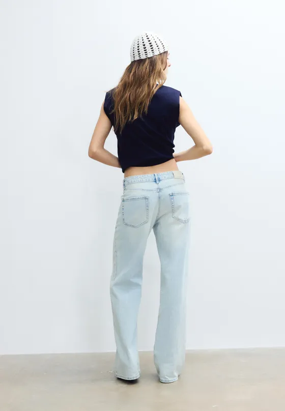 Джинсы D91 с низкой посадкой и широкими штанинами