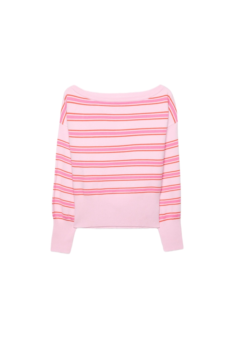 Трикотажный свитер асимметричного кроя в рубчик