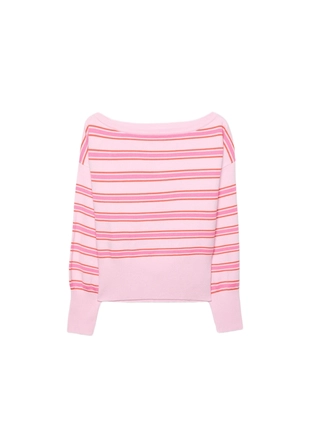 Трикотажный свитер асимметричного кроя в рубчик- Заказать в России