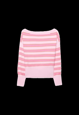 Трикотажный свитер асимметричного кроя в рубчик- Заказать в России