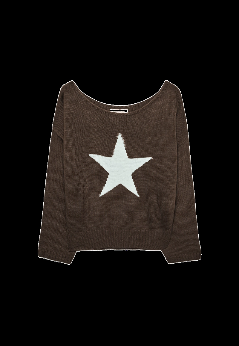 Асимметричный вязаный свитер со звездой