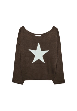 Асимметричный вязаный свитер со звездой- Заказать в России