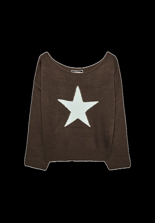 Асимметричный вязаный свитер со звездой- Заказать в России