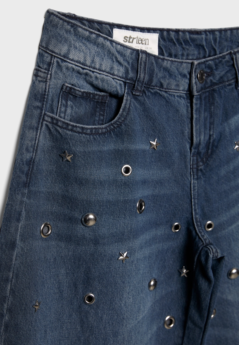 Джинсы barrel с люверсами