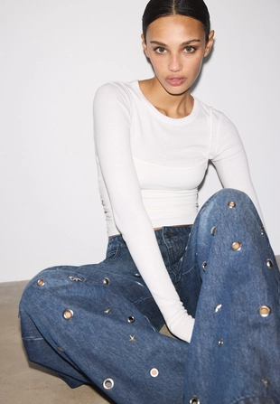 Джинсы BARREL с люверсами- Заказать в России