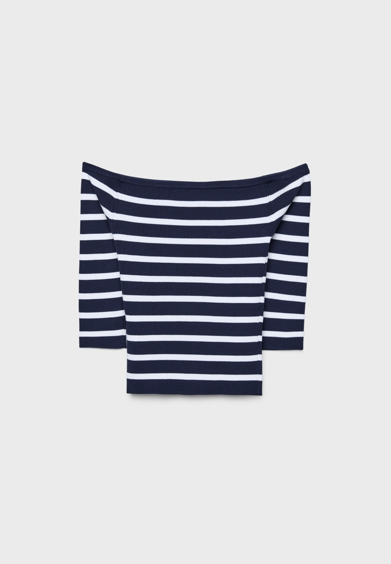 Трикотажный свитер в полоску облегающего кроя