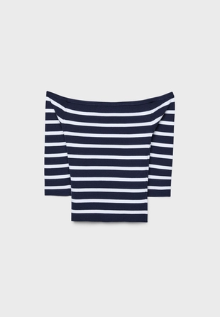 Трикотажный свитер в полоску облегающего кроя- Заказать в России