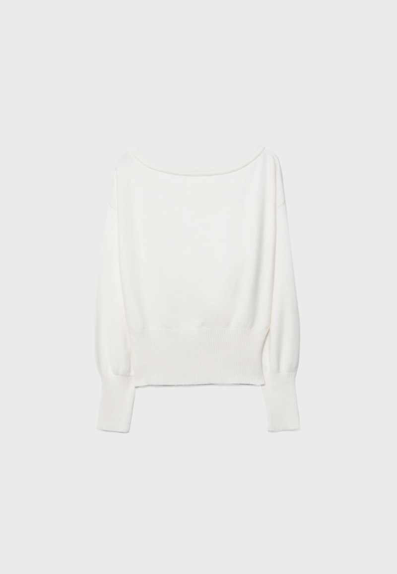 Трикотажный свитер асимметричного кроя в рубчик