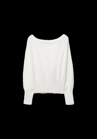 Трикотажный свитер асимметричного кроя в рубчик- Заказать в России