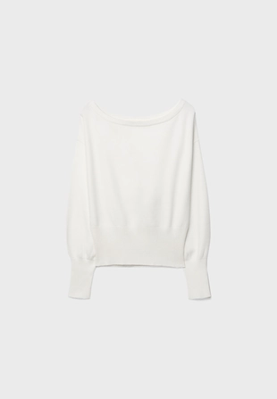 Трикотажный свитер асимметричного кроя в рубчик- Заказать в России