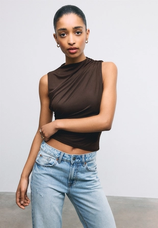 Футболка из присборенной полупрозрачной ткани- Заказать в России