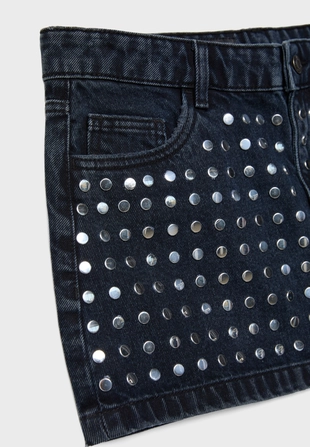 Джинсовая юбка с заклепками- Заказать в России