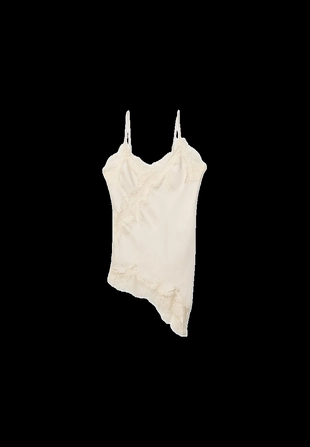 Асимметричный топ в бельевом стиле с кружевом- Заказать в России