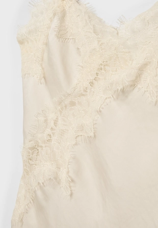 Асимметричный топ в бельевом стиле с кружевом- Заказать в России