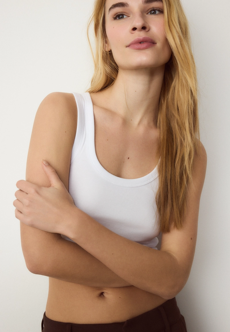 Майка-спина-борцовка в рубчик