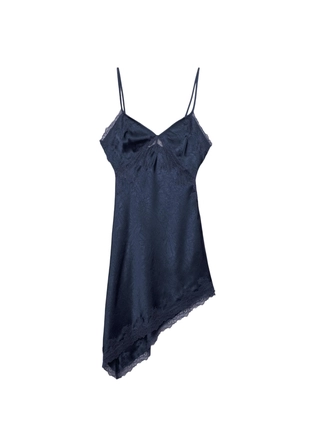 Короткое атласное платье асимметричного кроя- Заказать в России