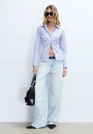 Приталенная базовая рубашка в полоску- Заказать в России