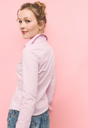 Приталенная базовая рубашка в полоску- Заказать в России