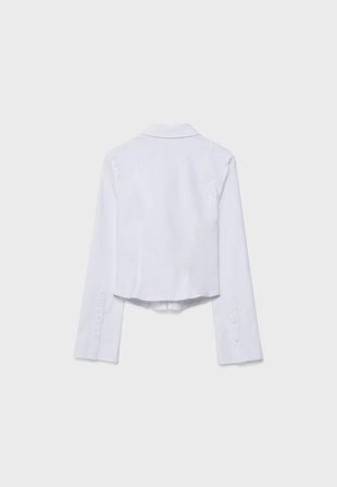 Приталенная рубашка из бенгалина на молнии- Заказать в России