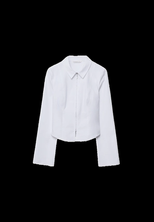 Приталенная рубашка из бенгалина на молнии- Заказать в России