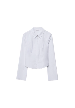 Приталенная рубашка из бенгалина на молнии- Заказать в России