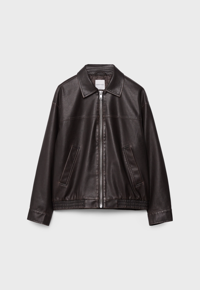 Куртка оверсайз из искусственной кожи с эффектом потертости