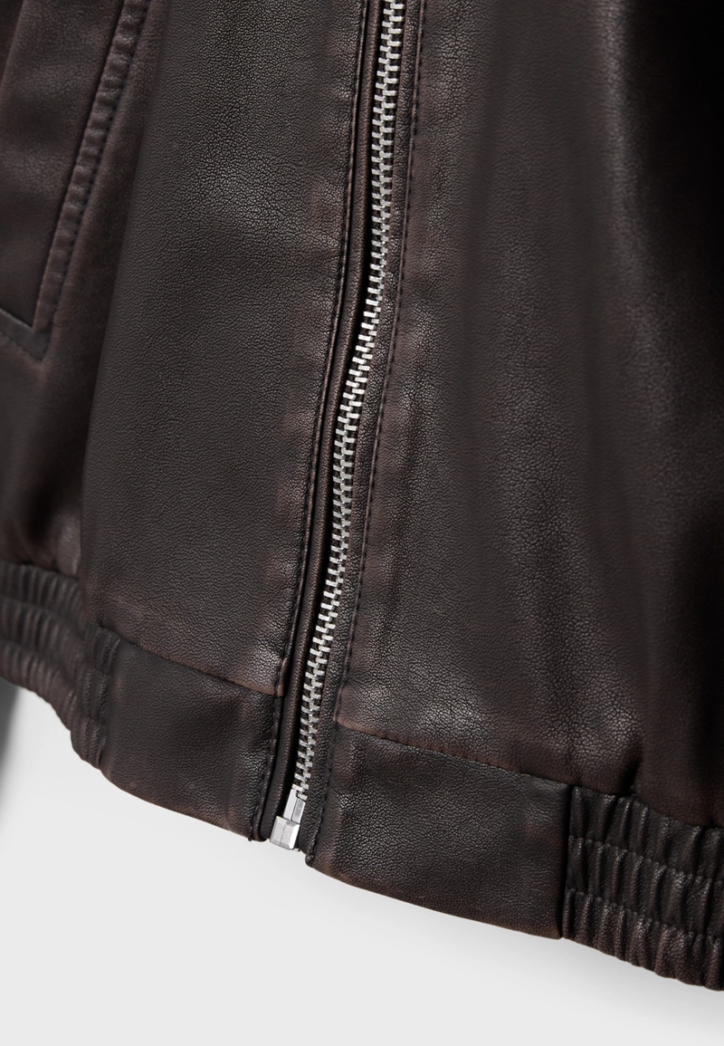 Куртка оверсайз из искусственной кожи с эффектом потертости