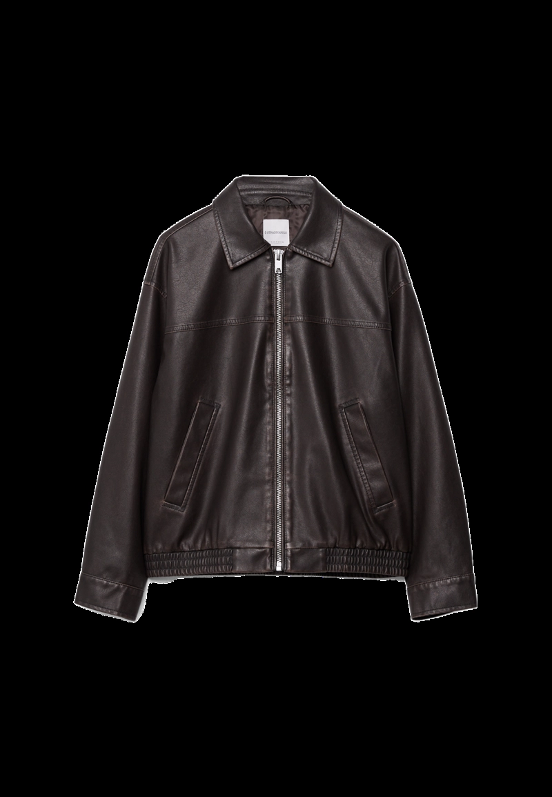 Куртка оверсайз из искусственной кожи с эффектом потертости