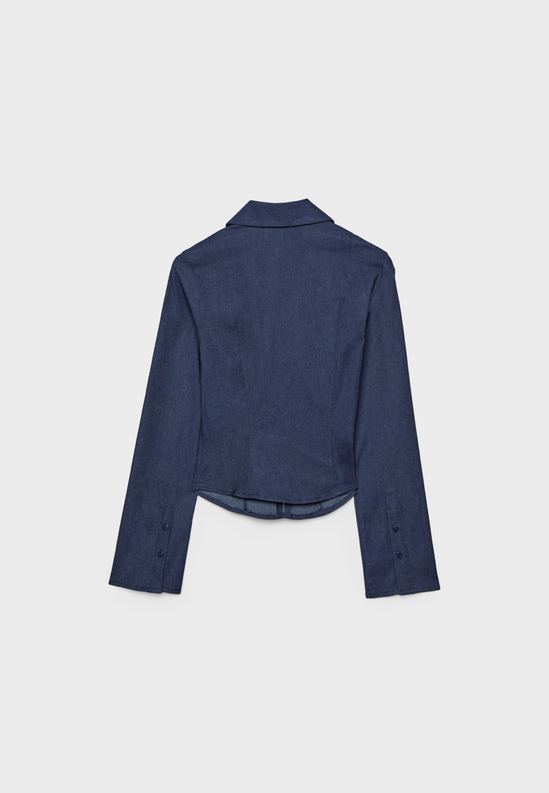 Рубашка приталенного кроя из бенгалина с двойной молнией