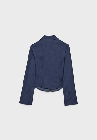 Рубашка приталенного кроя из бенгалина с двойной молнией- Заказать в России