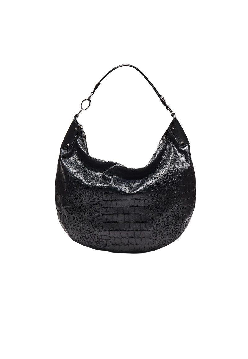 Сумка-хобо на плечо с тиснением под кожу крокодила