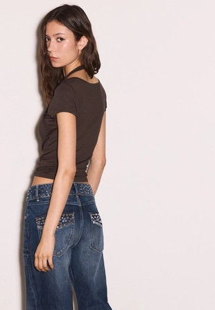 Футболка с короткими рукавами и двуслойным эффектом- Заказать в России