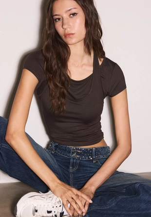 Футболка с короткими рукавами и двуслойным эффектом- Заказать в России