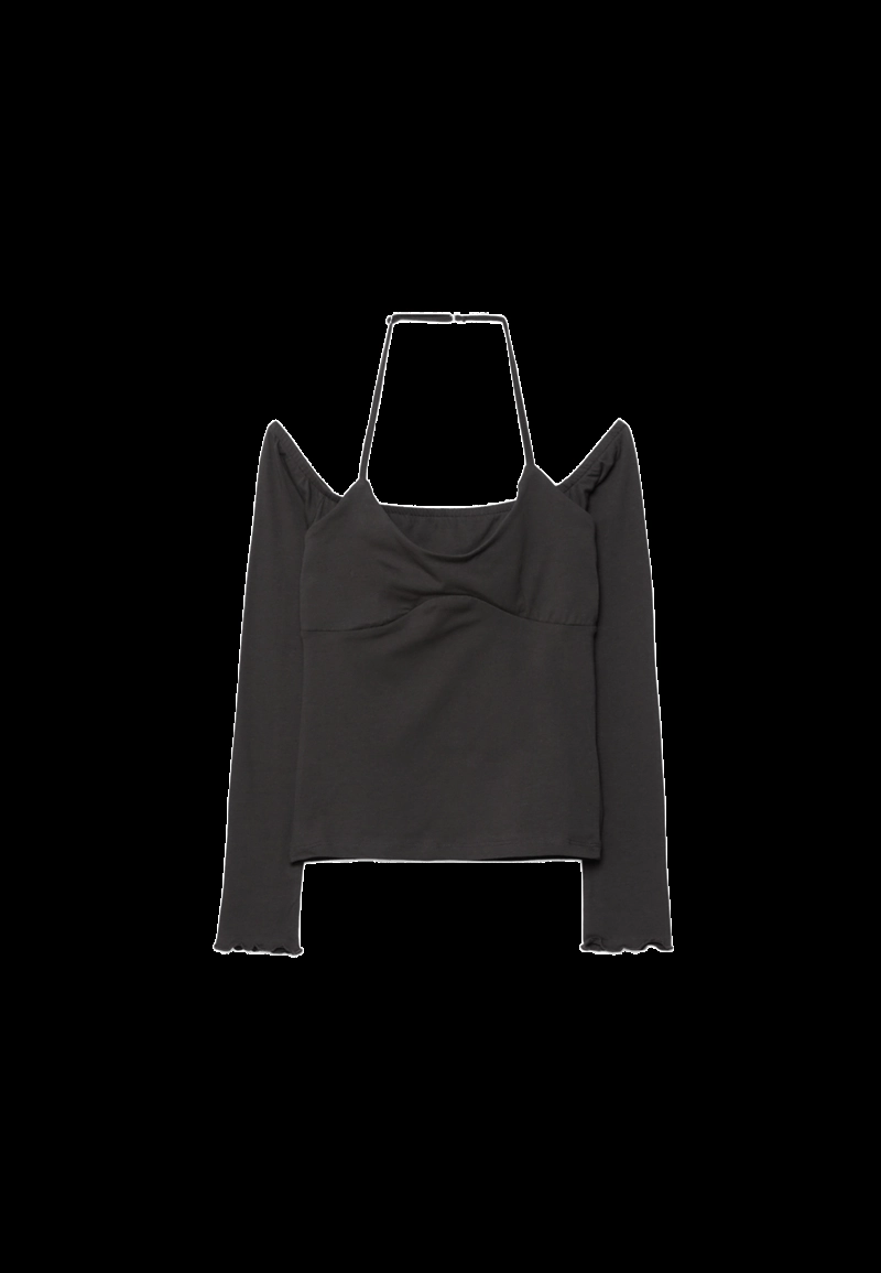 Лонгслив с длинными рукавами и горловиной халтер