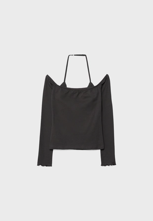 Лонгслив с длинными рукавами и горловиной халтер- Заказать в России