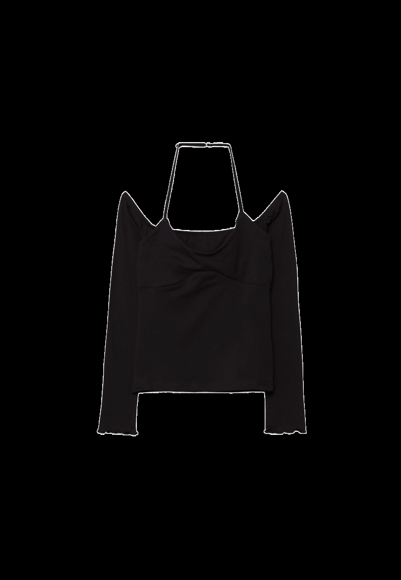 Лонгслив с длинными рукавами и горловиной халтер