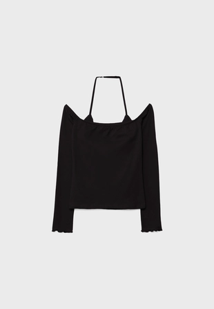 Лонгслив с длинными рукавами и горловиной халтер- Заказать в России