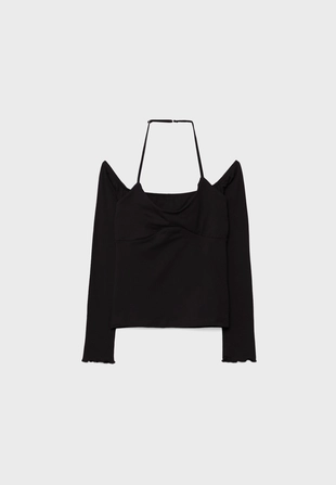 Лонгслив с длинными рукавами и горловиной халтер- Заказать в России