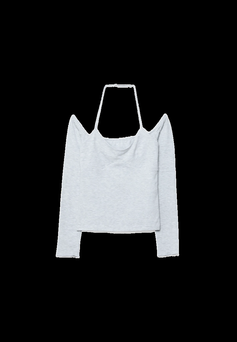 Лонгслив с длинными рукавами и горловиной халтер