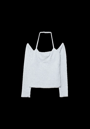 Лонгслив с длинными рукавами и горловиной халтер- Заказать в России