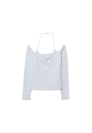 Лонгслив с длинными рукавами и горловиной халтер- Заказать в России