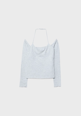 Лонгслив с длинными рукавами и горловиной халтер- Заказать в России