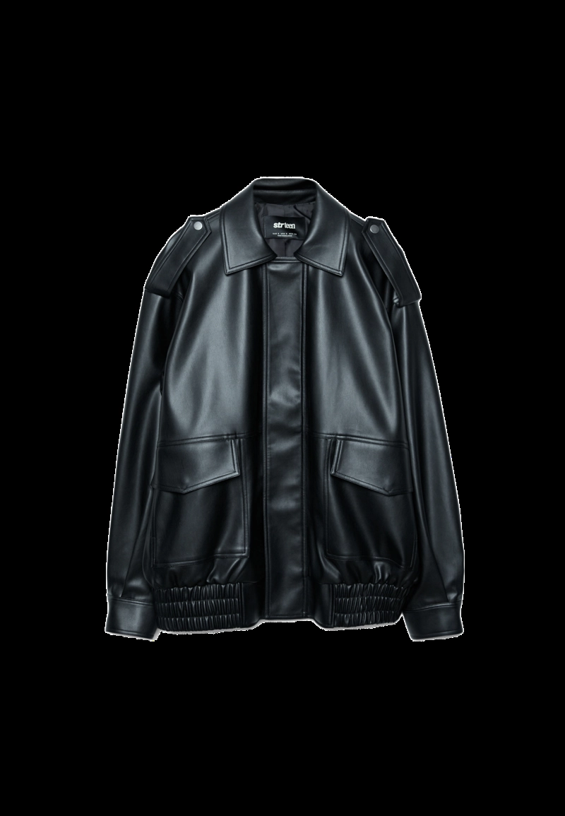 Объемная байкерская куртка из искусственной кожи