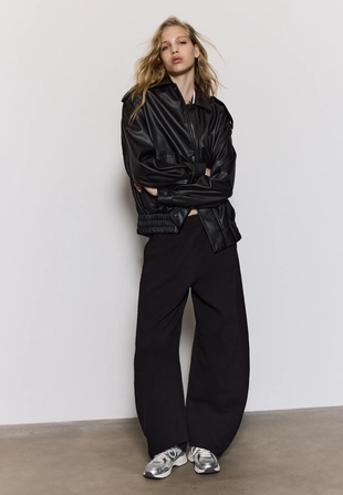 Объемная байкерская куртка из искусственной кожи- Заказать в России